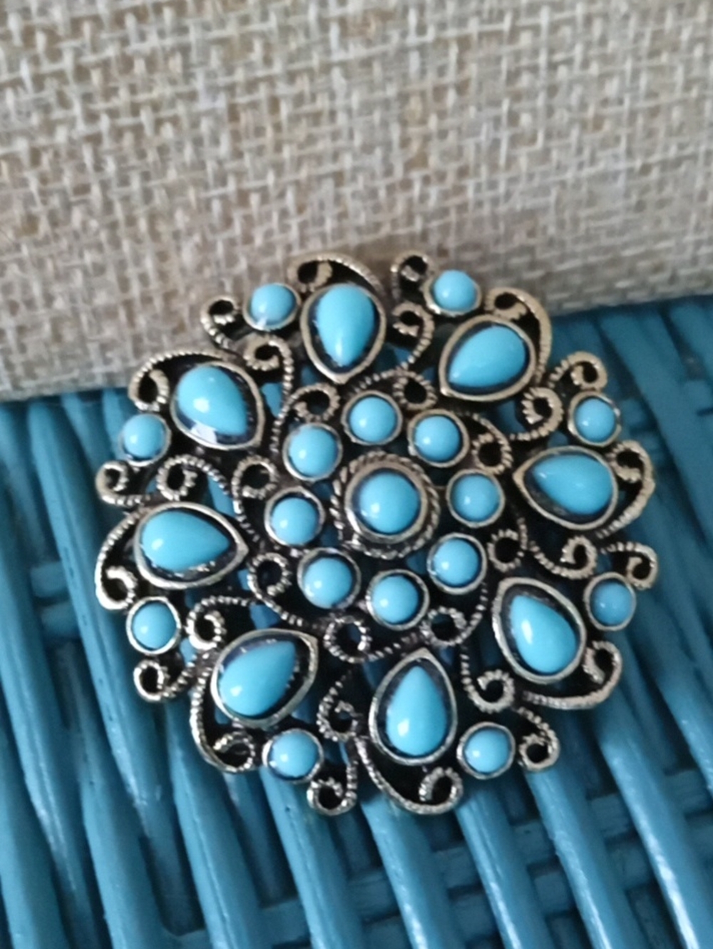 Turquoise Floral Statement Brooch